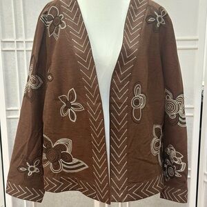 Vintage Carole Little Brown Embroidered Silk Jacket NWT Size 1X